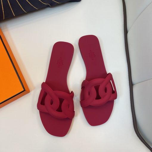 Hermes Aloha Red Sippers Sandal - Image 10