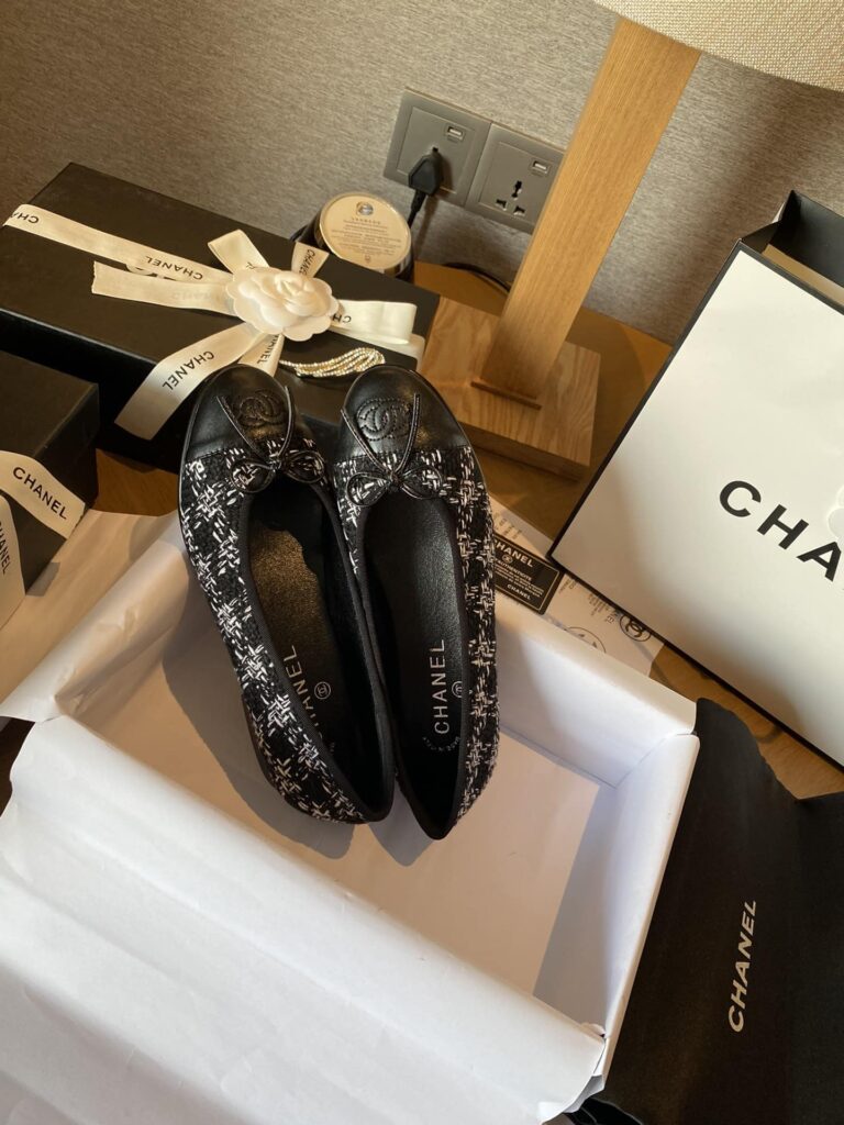 Chanel Plain Toe Rubber Sole Casual Style Tweed Black - Image 8