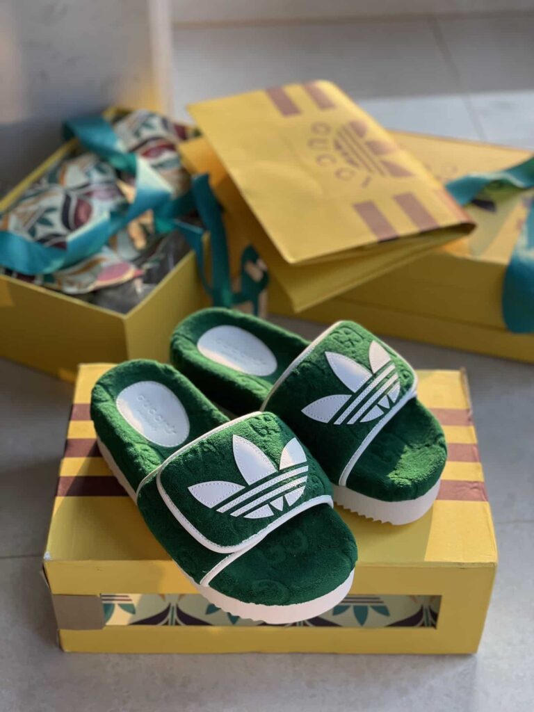 Gucci X Adidas Women'S Gg Platform Sandal Green 702398 Uu010 3171 - Image 2