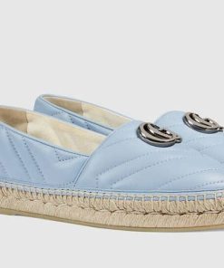 Gucci Women'S Leather Espadrille With Double G Blue 628086