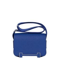 Hermes Geta Black Chevre Gold Hardware Blue 20Cm