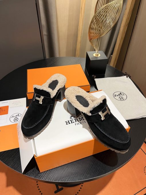 Hermes Flore 60 Mule Black - Image 9