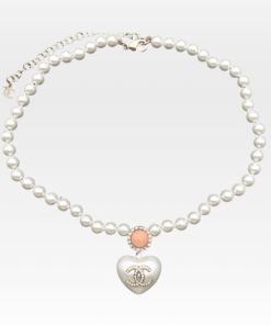 Chanel Cc Heart Pearl Necklace