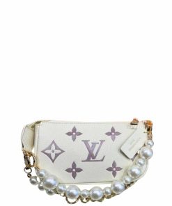 Louis Vuitton Pochette Accessoires With Pearl Chain White 20Cm