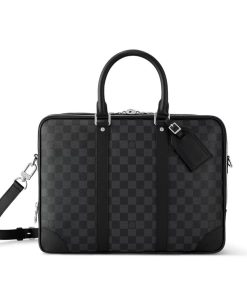 Louis Vuitton Porte Documents Voyage Damier Black 37Cm N40485