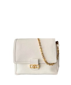 Louis Vuitton Dauphine Bag With Chain White 34Cm