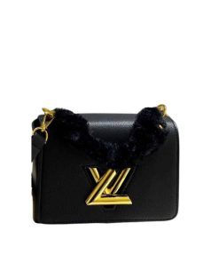 Louis Vuitton Twist Bag With Fur Handle Black 19Cm