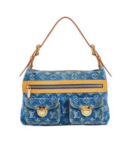 Louis Vuitton Monogram Denim Baggy Pm Shoulder Bag Blue 30Cm