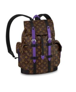Louis Vuitton Christopher Backpack Monogram Macassar Canvas Brown And Purple 45Cm M46247