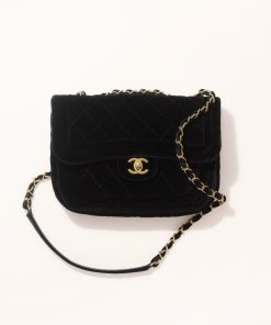 Chanel Velvet Mini Flap Bag Black 18Cm