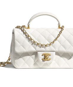 Chanel Mini Flap Bag With Top Handle 20Cm White As2431