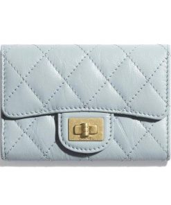 Chanel 2.55 Flap Card Holder Light Blue Wallet