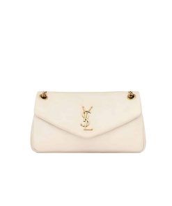 Saint Laurent Calypso In Plunged Lambskin White 26Cm 734153Aacqo9227