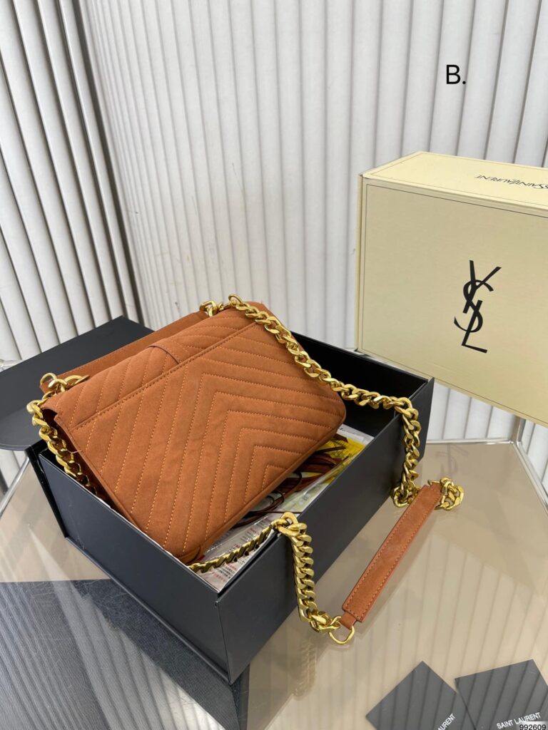 Saint Laurent College Medium Fringed Suede Shoulder Bag Brown 24Cm - Image 3