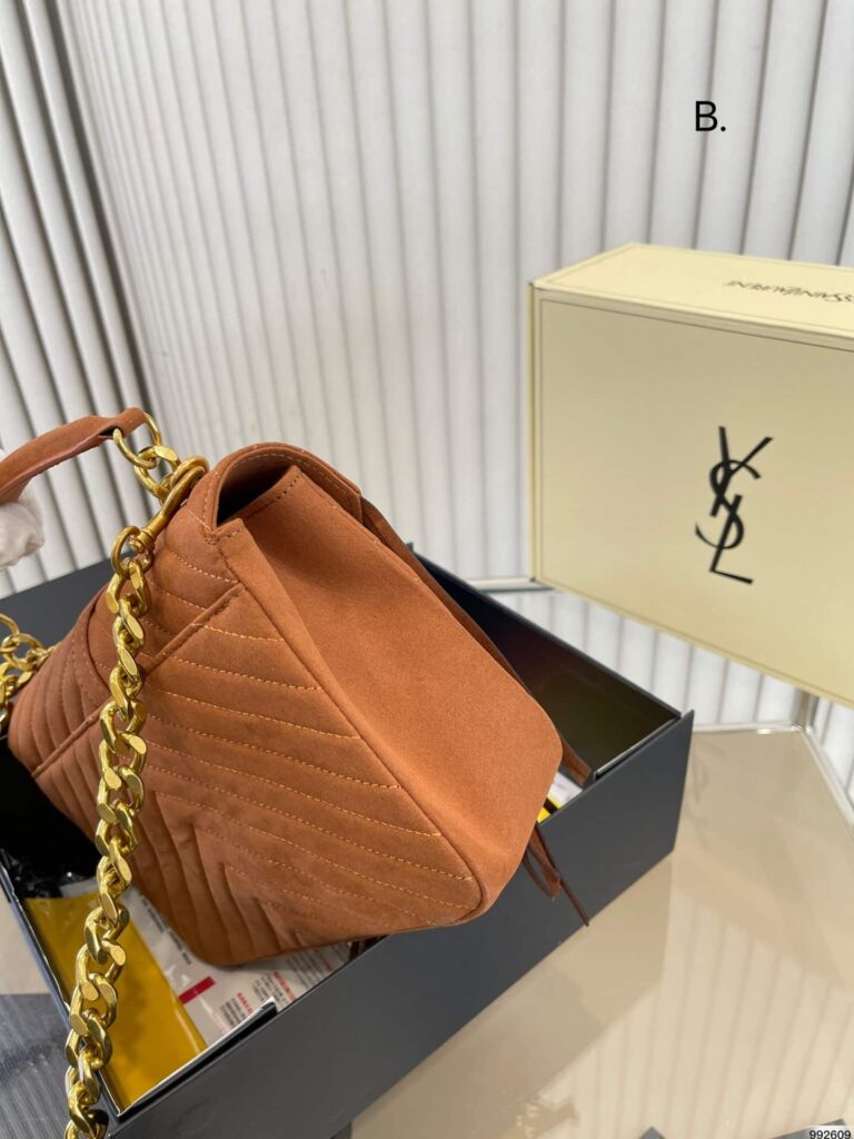 Saint Laurent College Medium Fringed Suede Shoulder Bag Brown 24Cm - Image 9