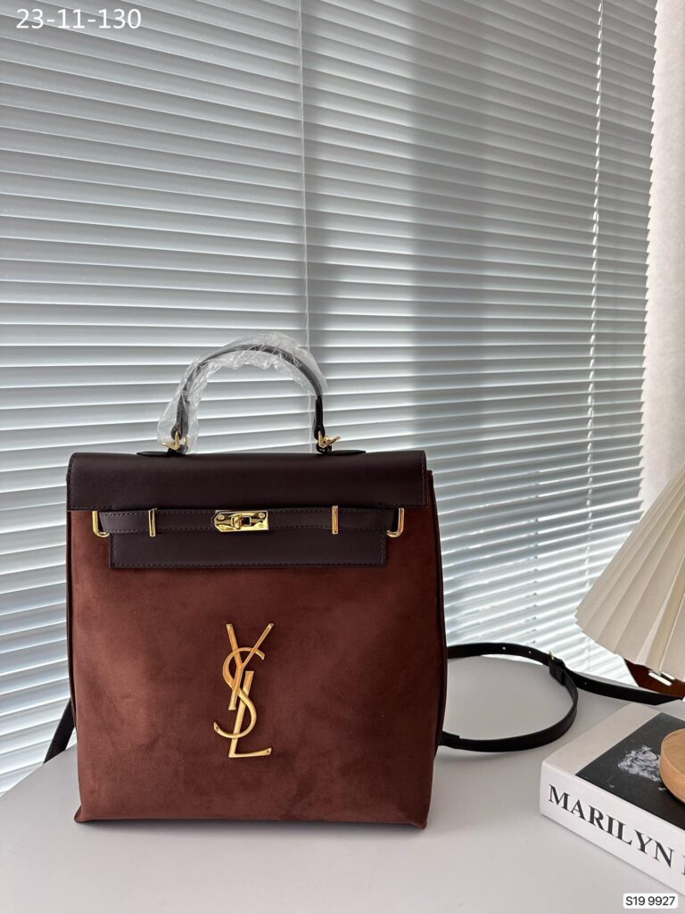 Saint Laurent Suede Backpack Brown 30Cm - Image 2