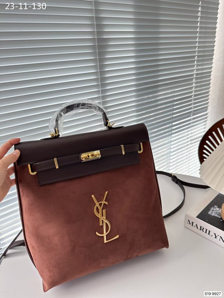 Saint Laurent Suede Backpack Brown 30Cm - Image 4