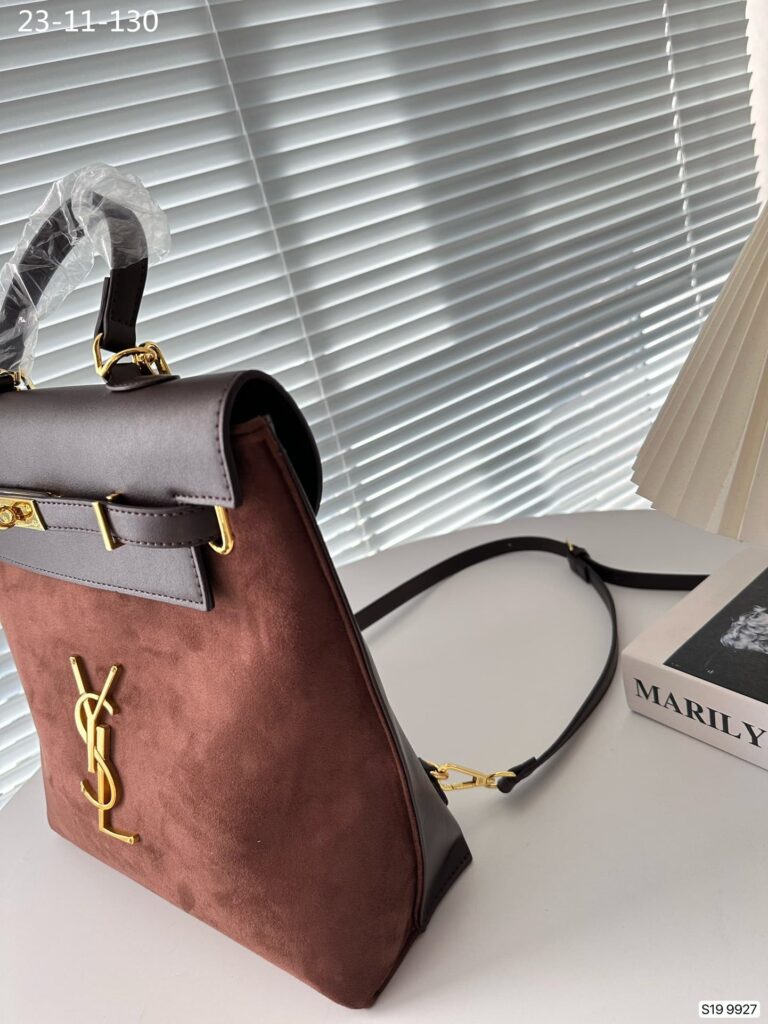 Saint Laurent Suede Backpack Brown 30Cm - Image 5