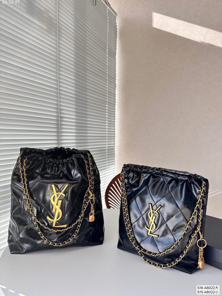 Saint Laurent Bucket Bag Glossy Calfskin And Gold Tone Metal Black 39Cm - Image 7