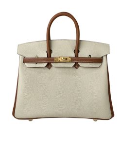 HERMES BIRKIN 25 TOGO BRUSHED LEATHER GOLD HARDWARE BEIGE BROWN 30CM