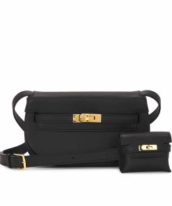 HERMES KELLY MOOVE SWIFT GOLD HARDWARE BLACK 17CM