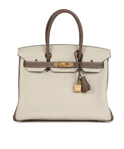 HERMES BIRKIN 25 TOGO BRUSHED LEATHER GOLD HARDWARE BEIGE GREY 30CM