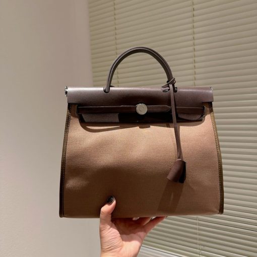 HERMES HERBAG ZIP 31 BAG BEIGE BROWN 31CM - Image 4