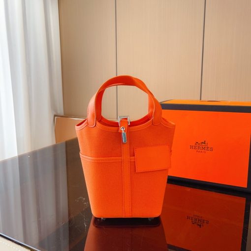 HERMES PICOTIN LOCK 18 POCKET BAG ORANGE 20CM H083189CKAL - Image 2