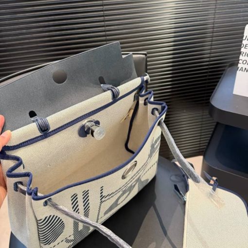 HERMES HERBAG 31 BRIDES DE GALA AND BLUE INDIGO BLUE ENAMEL 31CM - Image 8