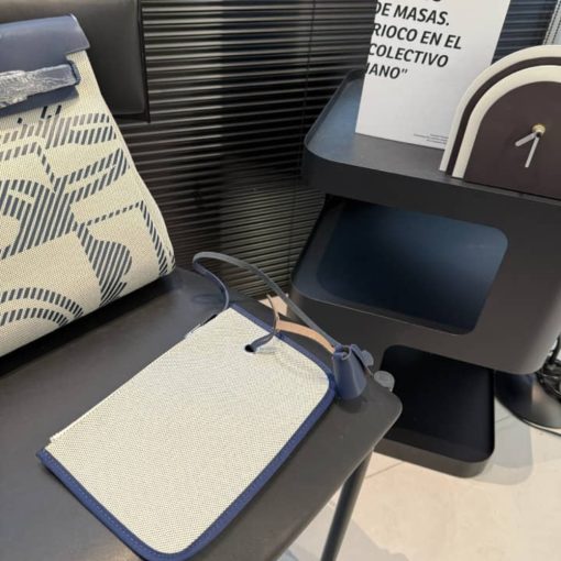 HERMES HERBAG 31 BRIDES DE GALA AND BLUE INDIGO BLUE ENAMEL 31CM - Image 6