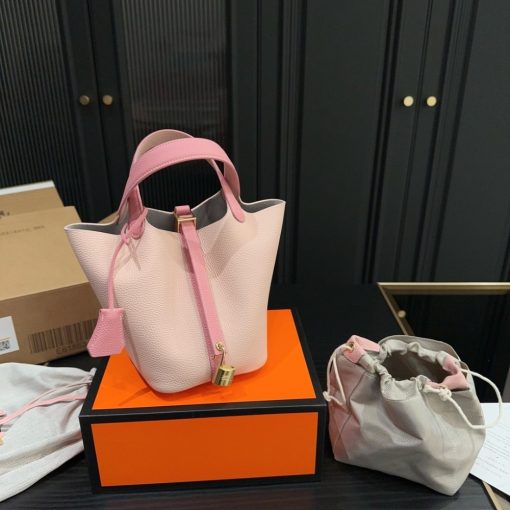 HERMES PICOTIN LOCK 18 POCKET BAG LIGHT PINK 18CM - Image 9