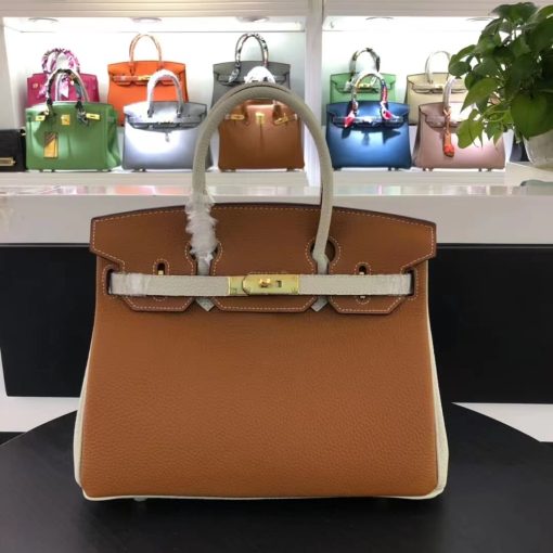 HERMES BIRKIN 30 TOGO BRUSHED LEATHER GOLD HARDWARE BROWN 30CM - Image 2