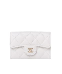 Chanel Classic Card Holder Wallet White Ap0214