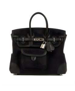 HERMES BIRKIN CARGO 25 TRAVEL BAG BLACK TOILE GOELAND 25CM