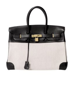 HERMES BIRKIN 25 TOILE H BLACK 25CM
