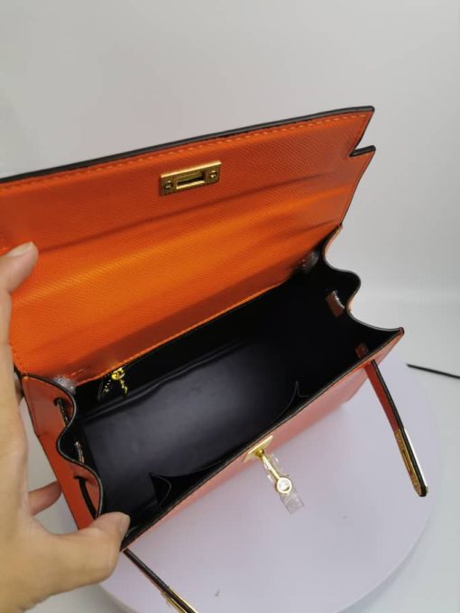 HERMES KELLY ORANGE SELLIER ROUGE EPSOM GOLD HARDWARE 25CM - Image 5
