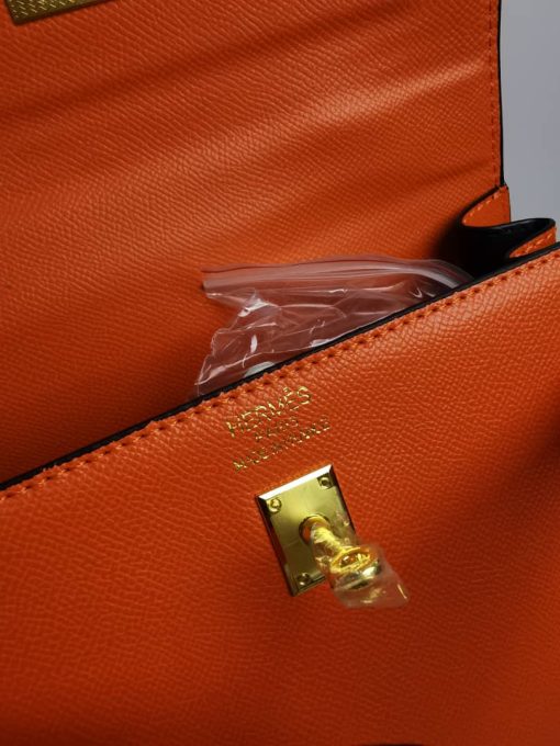 HERMES KELLY ORANGE SELLIER ROUGE EPSOM GOLD HARDWARE 25CM - Image 6