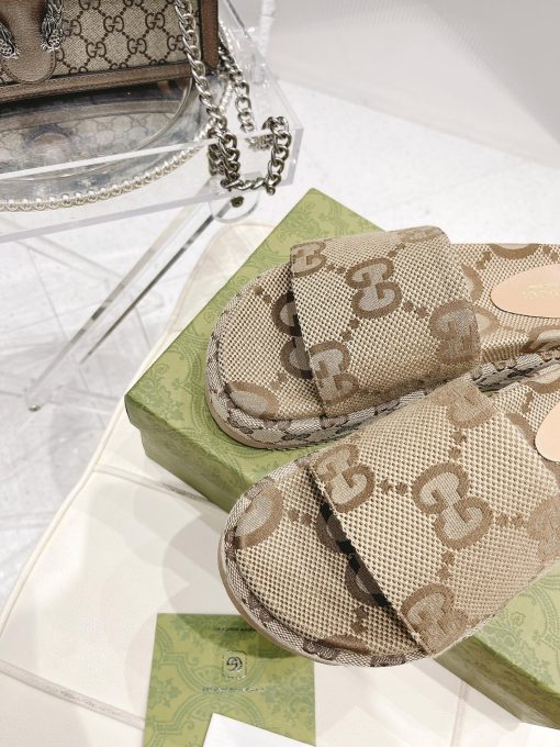Gucci Women's Platform Slide Sandal Camel 623212 Uko00 2580 - Image 3