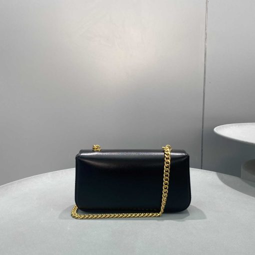Celine Chain Box Triomphe Bag In Shiny Calfskin Black 197993Bf438No - Image 2