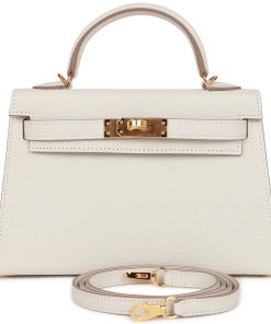 H Handbags Kelly Sellier 20 Mushroom Ch??Vre Gold Hardware