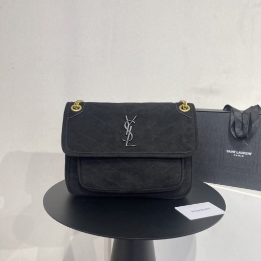 Saint Laurent Niki Baby Chain Bag In Suede Black - Image 4