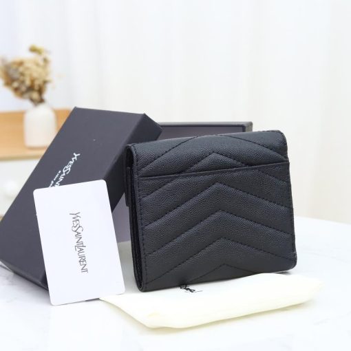 Ysl Multi-Folded Wallet In Grain De Poudre Embossed Leather Black 414404Bow021000 - Image 2