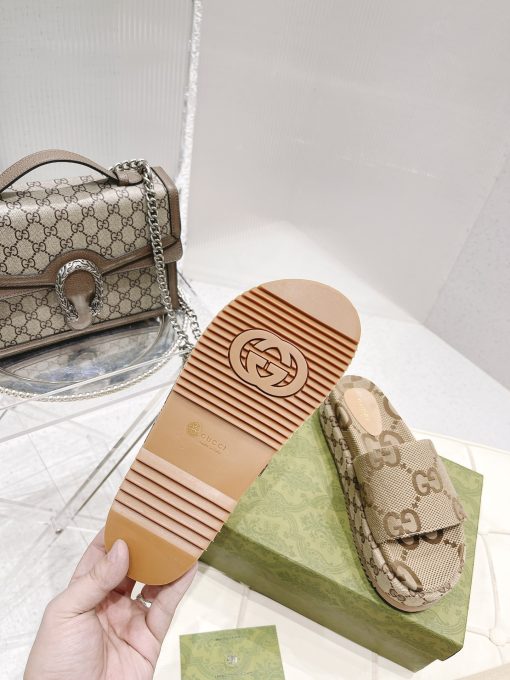 Gucci Women's Platform Slide Sandal Camel 623212 Uko00 2580 - Image 4