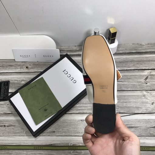 Gucci Women's Princetown Leather Slipper White 629084 - Image 7