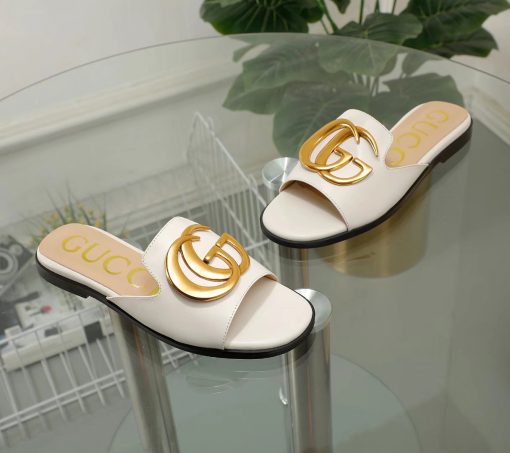 Gucci Princetown Gg Slippers Leather White - Image 2