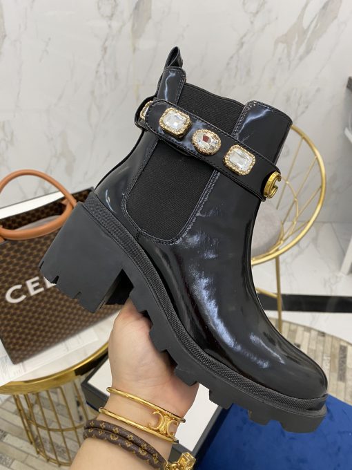 Gucci Women's Leather Ankle Boots With Strap Black 550036 Dks00 1000 - Image 6