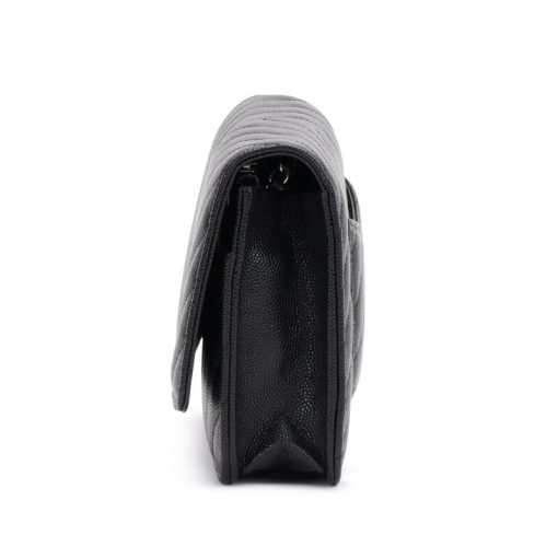Black Caviar Chevron Wallet On Chain Sier Hardware - Image 4
