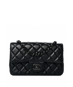 Chanel Lambskin Quilted Mini Rectangular Flap So Black