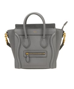 Celine Nano Luggage Bag In Drummed Calfskin 20 Cm Dark Grey