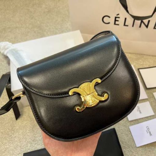 Celine Teen Besace Triomphe In Shiny Calfskin Black 110413Bf438No - Image 3